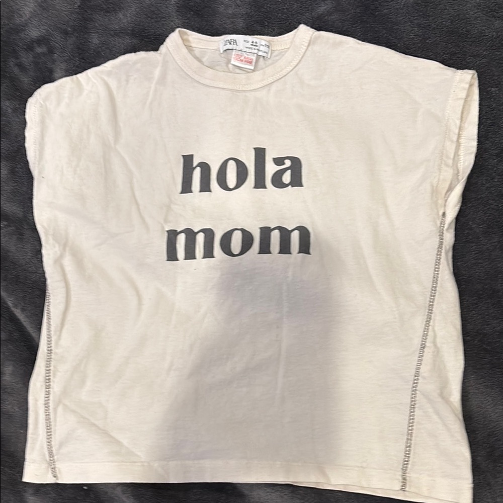 Kids Cream 'Hola Mom' Shirt